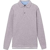 Hudson Wellesley Cotton Modal Blend Long Sleeve Polo Shirts for Men Double Knit Split Hem Collared Basic Casual Tops
