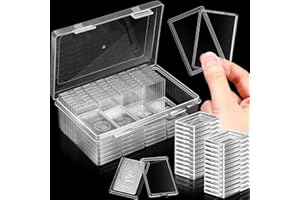 Batiyeer 100 Pcs 1 oz Silver Bar Case Holder Clear Acrylic Capsule Storage Container for 1 Ounce Silver Bar with Plastic Storage Box