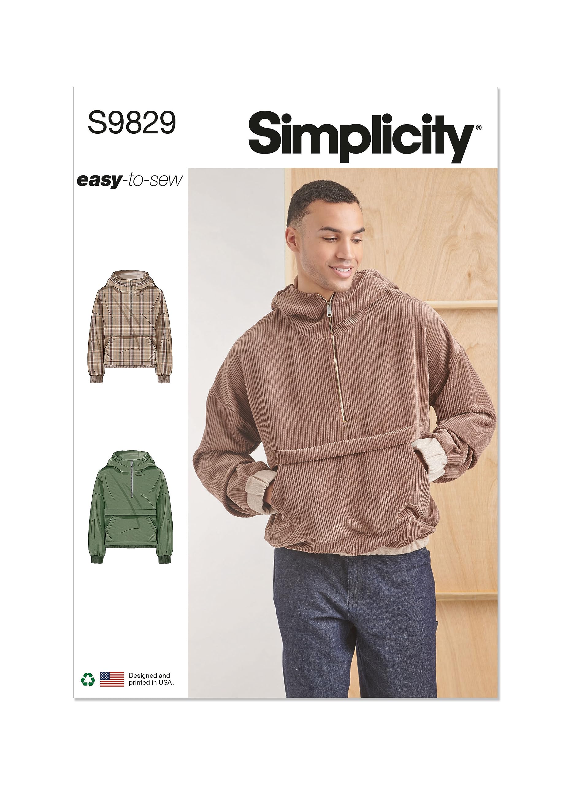 SIMPLICITY SS9829A Men's Half Zip Hoodie A (S-M-L-XL-XXL)