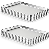 CURTA 12 Pack Aluminum Sheet Pan, NSF Listed Half Size 18 x 13 inch Commercial Bakery Cake Bun Pan, Baking Tray