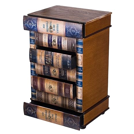 Kleinmöbel, HY1E038 Kommode, schweres Regal im Buchlook, Teeschrank, Holz Telefontisch, Kommode, jedes Buch ist eine Schublad