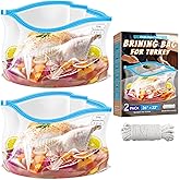 VacPack Brining Bag for Turkey, Extra Large Brining Bags for Turkey with String, Double Zippers Turkey Brine Bags for Marinade, Catfish, Steak, 26” x 22”, with Date Label, 2 Pack