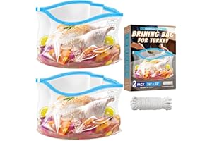 VacPack Brining Bag for Turkey, Extra Large Brining Bags for Turkey with String, Double Zippers Turkey Brine Bags for Marinade, Catfish, Steak, 26” x 22”, with Date Label, 2 Pack