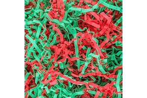 Caleihd 1/2 LB Crinkle Cut Paper Shredded Filler Paper for Gift Baskets Gift Box Confetti Paper Shreds Decoration Stuffing for Birthday, Weddings, Anniversaries, Christmas Wrapping Red&Green