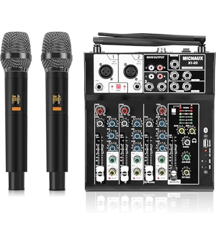 Amazon.com: Audio Mixer 4 Channel DJ Mixer with Dual Wireless