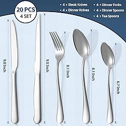 Eisinly 20-Piece Silverware Set Service for 4, Food