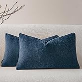 a moment Pack of 2 Decorative Throw Pillow Covers with Twill Cushion Covers for Sofa Living Room Couch Bed 12x20 Inch Blue