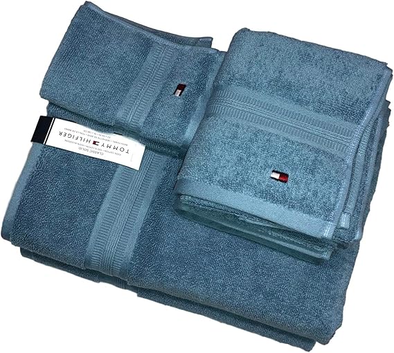 Tommy Hilfiger Classic 6 Piece Towel Set 100 Cotton Sea Blue