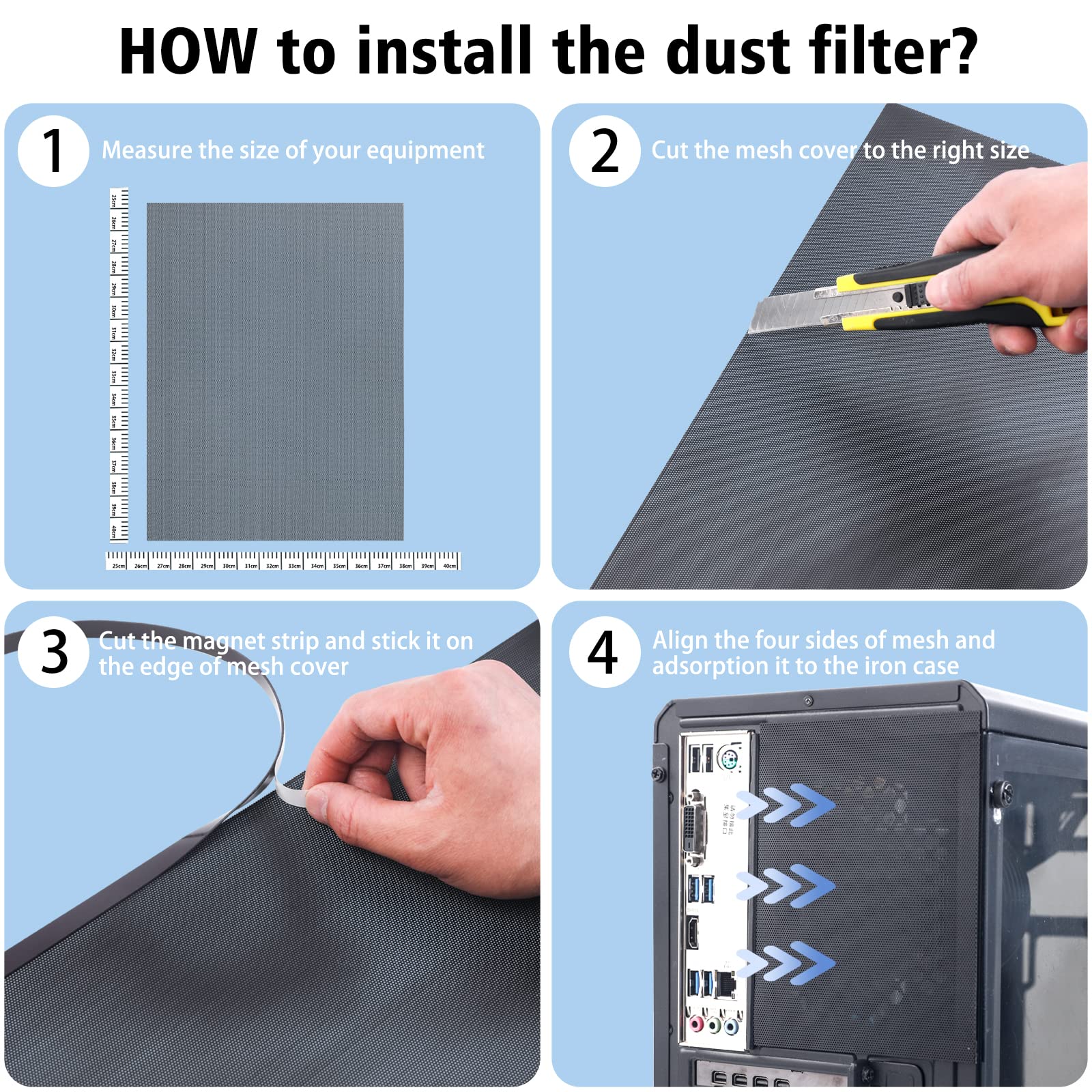 Mua [4 Pack] 400x300mm DIY PC Case Dust Mesh Filter, PVC Dustproof Mesh ...