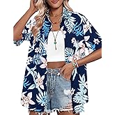 HOTOUCH Womens Hawaiian Shirts Button Up Casual Floral Tropical Shirt Summer Beach Shirt Cool Short Sleeve Blouse Tops