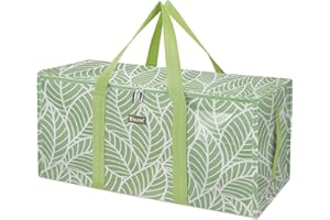 BALEINE Extra Large Storage Tote with Zippers & Carrying Handles, Heavy-Duty Oxford Fabric Moving Bags for Laundry, Space Saving, Storage, Antique Foliage
