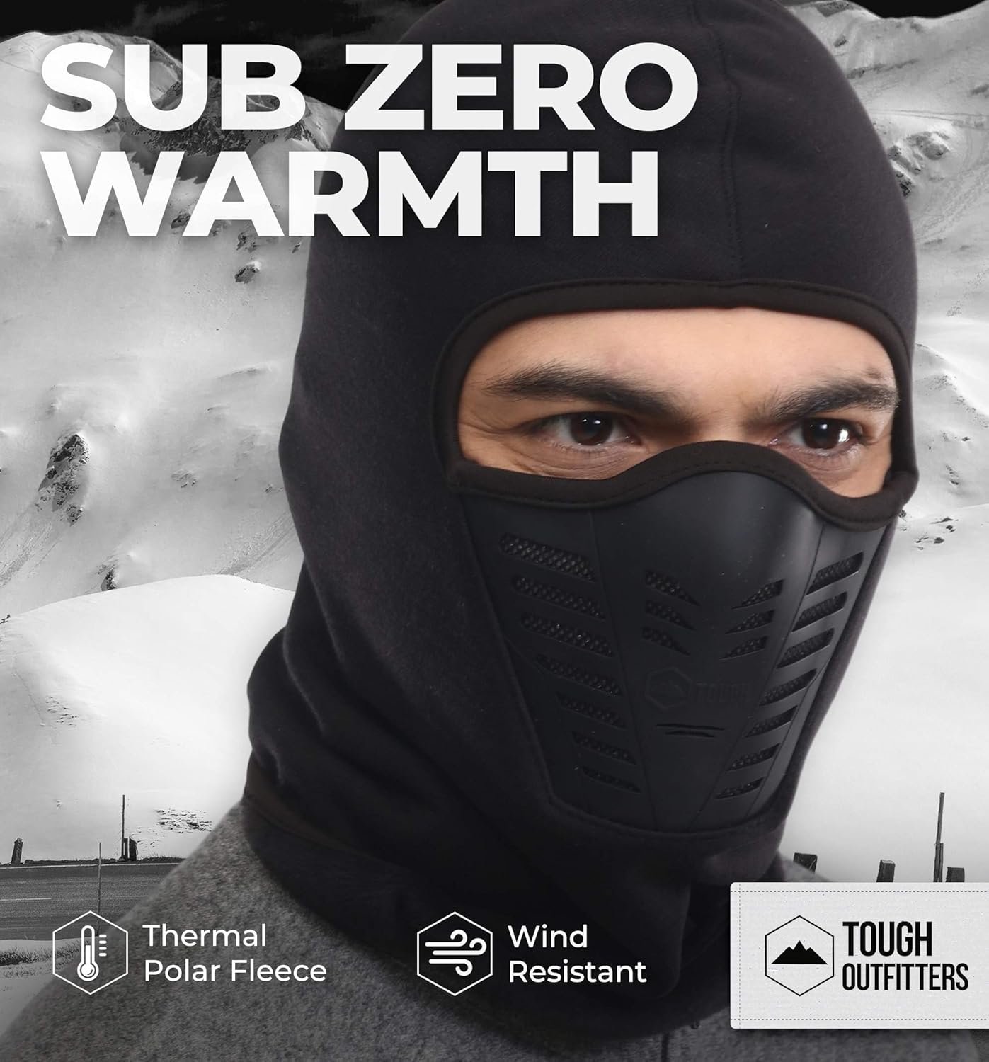 Balaclava Ski Mask - Cold Weather Full Face Mask with Breathable Air Vents for Men & Women - Fleece Hood Ninja Snow Gear for Skiing, Snowboarding, Motorcycle Riding, Running & Winter Outdoor Sports: Clothing