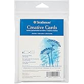 Strathmore Creative Cards, Flourescent White with Deckle Edge, Announcement Size, 3.5x4.875 inches, 6 Pack, Envelopes Included - Custom Greeting Cards for Weddings, Events, Birthdays