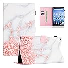 Dteck Case for All-New Amazon Fire HD 10 Tablet (7th Generation, 2017 Release) - Slim Fit PU Leather Folio Stand Smart Cover with Auto Wake/ Sleep for Fire HD 10.1 inch, Marble Pink