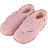 LongBay Womens Adjustable Slippers Memory Foam Cozy Wide Diabetic House Shoes Edema Orthopedic Neuropathy Indoor Outdoor