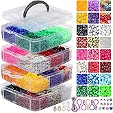 WANSPOORTS 4600+pcs Pony Beads Kit, Kandi Hair Rainbow Beads Plastic Bead for Craft 6 x 9mm 23 Colors Large Hole Bead Set for Bracelets Jewelry Making (23Color(4600+Pcs))