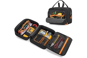 Rexmica Carrying Bag Compatible with Fluke Digital Multimeter/325 Clamp Multimeter, Electric Tester Tool Storage Bag with Multiple Pockets for Electrician (Bag Only)