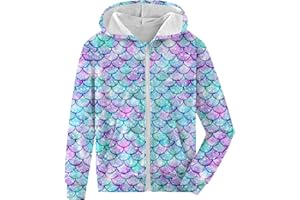 Fanient Girls Zip Up Hoodies Kids 3D Cool Casual Hooded Sweatshirts Hoody with Pockets 6-14 Years