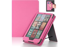 Lainergie Ebook Case with Stand and Hand Strap,Incompatible iPad Samsung TCL, Durable Synthetic Leather Cover with Auto Sleep Wake，Raspberry