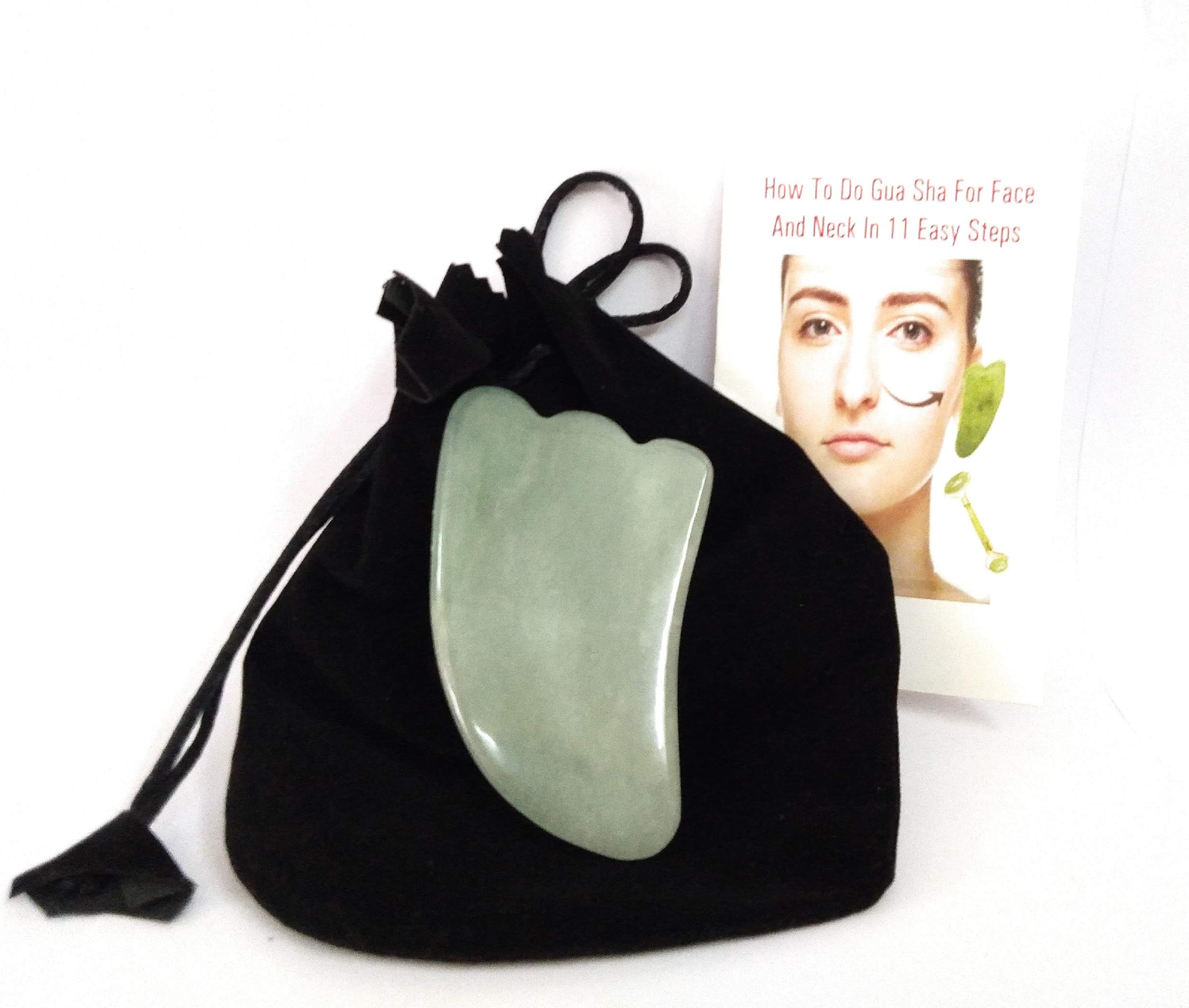 Pinkcity Kraft Hand Made Jade Gua Sha Scraping Massage Tools for Spa Acupuncture Therapy Trigger Point Treatment on Face