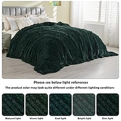 GONAAP Fuzzy Faux Fur Throw Blanket Forest Green