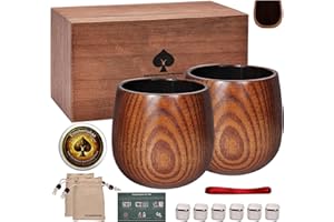 Tinnberlohas Charred Wooden Whiskey Glass Set of 2 – Durable Bourbon Tumbler for Men, Insulated Old Fashioned Glass – Whiskey