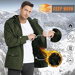 CHEXPEL Mens Cotton Military Jackets with Removable