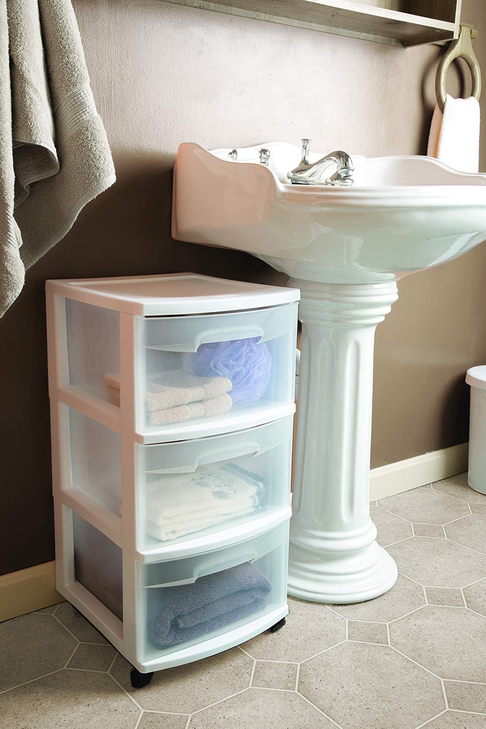 Sterilite 28308002 3 Drawer Cart, White Frame with Clear Drawers and Black Casters : Home & Kitchen