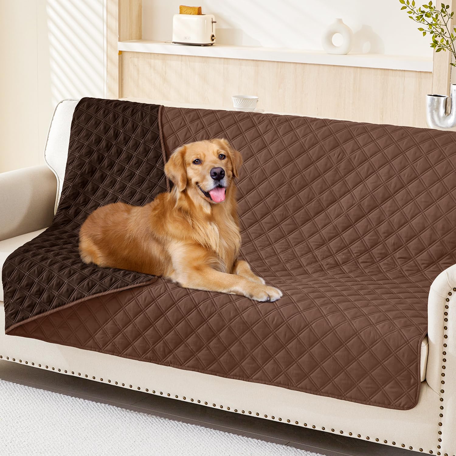 Photo 1 of Smiry Waterproof Dog Blanket, Reversible Dog Bed Cover Pet Blanket, Soft Pet Couch Covers for Sofa Washable, Bed Couch Sofa Furniture Protector for Puppy Cat Kids (52"x82", Brown/Chocolate)