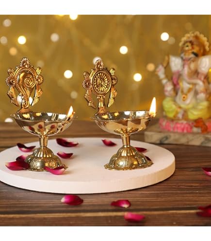 Brass Diya Diwali Decoration Items For Home Décor Gift Deepak Oil Lamp - Foto 13