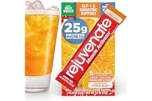 REJUVENATE MUSCLE HEALTH Rejuvenate, Perfect Amino Acid Blend, 1 Stick = 25g Whey Protein, 5 Calories, Vegan Friendly EAA + BCAA for Muscle Growth, Strength & Energy, GLP-1 & Bariatric Support, No Bloat, No Sugar