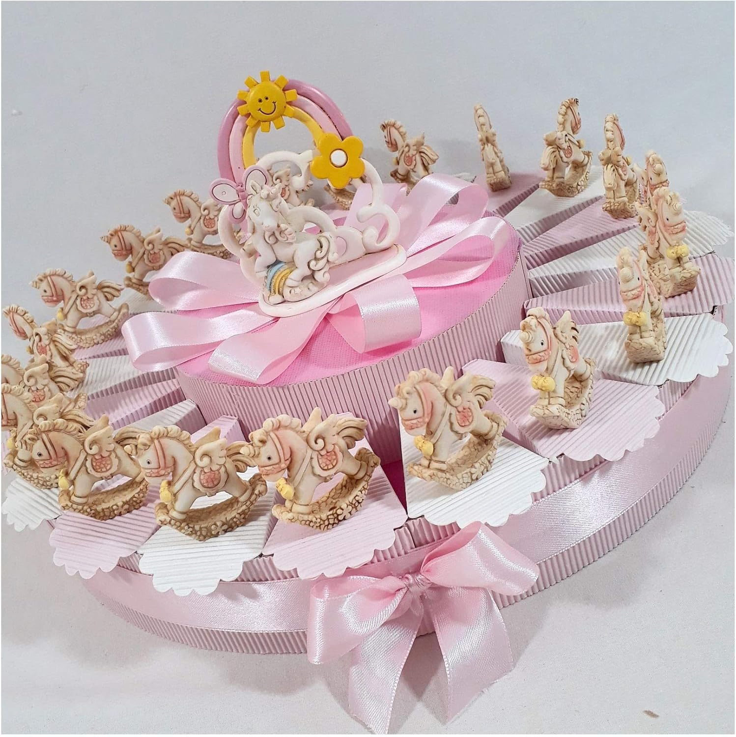 Dekora Statuetta Unicorno Per Battesimo 10 Cm | Decorazione Torta In Resina Rosa | Bomboniera E Ricordo Battesimo Unicorno | Multicolore 310137
