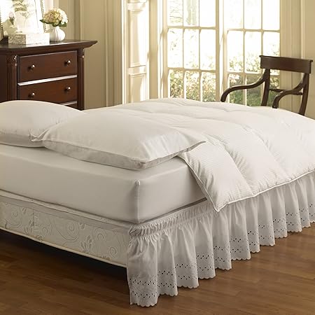 Easyfit Polyester Blend Wrap Around Eyelet Ruffled Bed Skirt, King Size, White