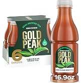 Gold Peak Zero Sugar Diet Iced Tea Drink, 16.9 fl oz, 6 Pack | Real brewed tea with zero calories and 33 mg of caffeine per bottle