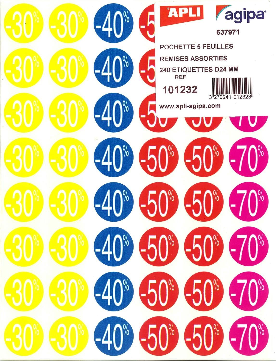 Apli 101232 Discount Labels Circles, 24 x 101232