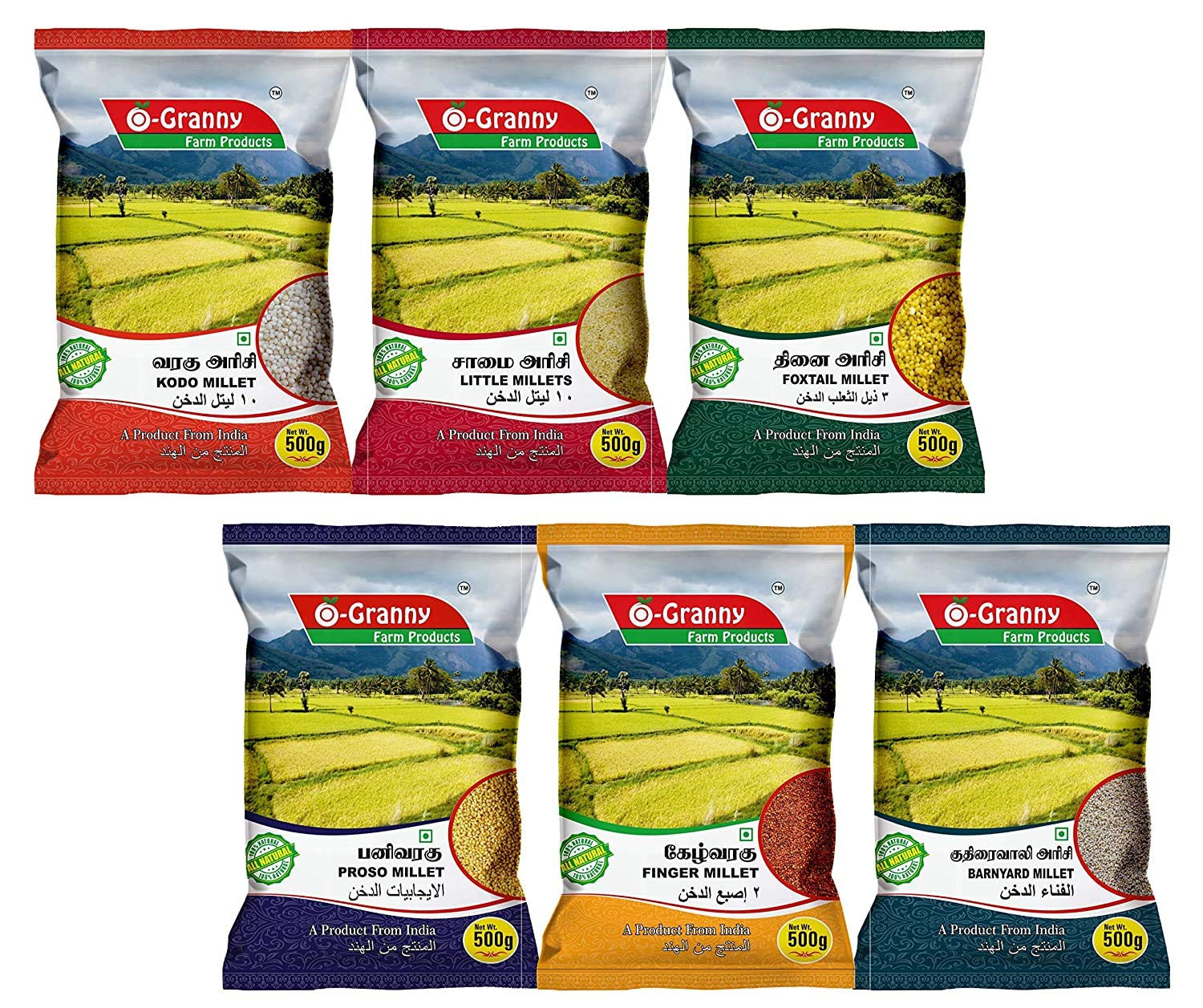 Buy Ogranny Farm Products Mixed Millets Combo Pack of 6 (Kodo Millet