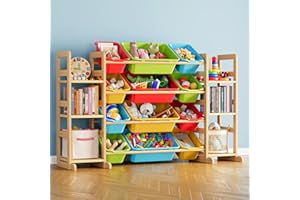 SpaceAid Toy Storage Organizer with 6 Shelves and 12 Bins, Toy Organizers Storage Bookshelf, Kids Bin Shelf Toys Box Bookcase for Bedroom Playroom Organization Room Decor, Multi-Colored