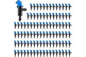 YOUHAOZHAI 100 Pcs GPH Flag Irrigation Dripper Emitter Garden Irrigation Drip Emitter Irrigation Connect 4mm/7mm Hose for Home Garden Trees Herbs (8L/H Blue)