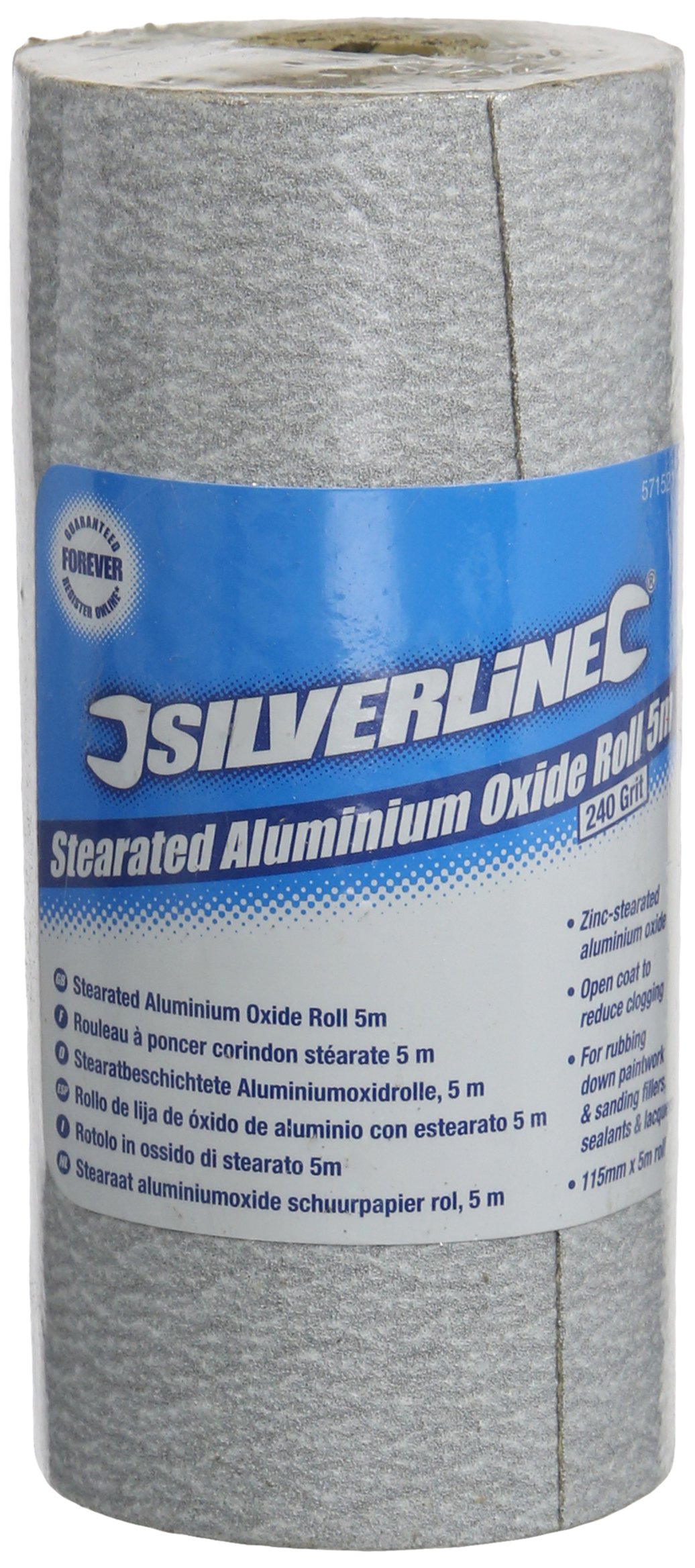Silverline 571521 Stearated Aluminium Oxide Roll 5m 240 Grit