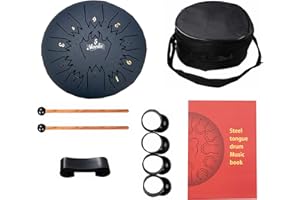 Nanrika Steel Tongue Drum, 8 Inch 11 Tone, Percussion Instrument, Hand Pan Drum, With Bag, Music Book, Drumstick and Finger Cover (Navy)