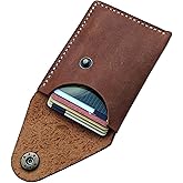 Handmade Slim Leather Business Card Holder, Minimalist Credit Card Wallet for Men and Women (Brown)