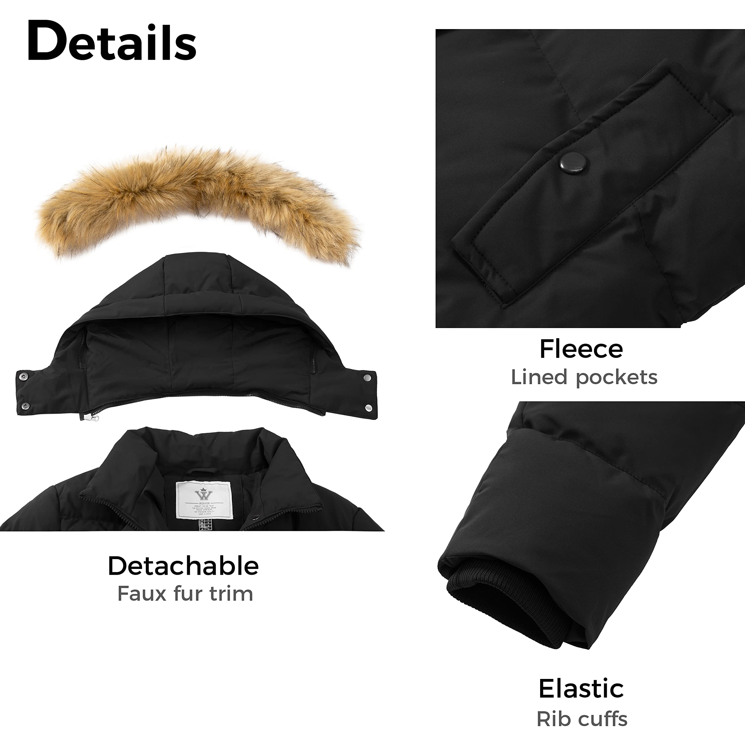 WenVen Women's Winter Thicken Puffer Coat Warm Jacket with Faux Fur Removable Hood