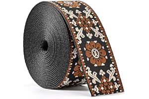 SHEING Heavy Cotton Webbing 1.5 Inch 2 Inch Webbing Strap for Bag Straps, Outdoors Indoors Arts and Crafts, High Density Webbing with Jacquard Embroidery Pattern