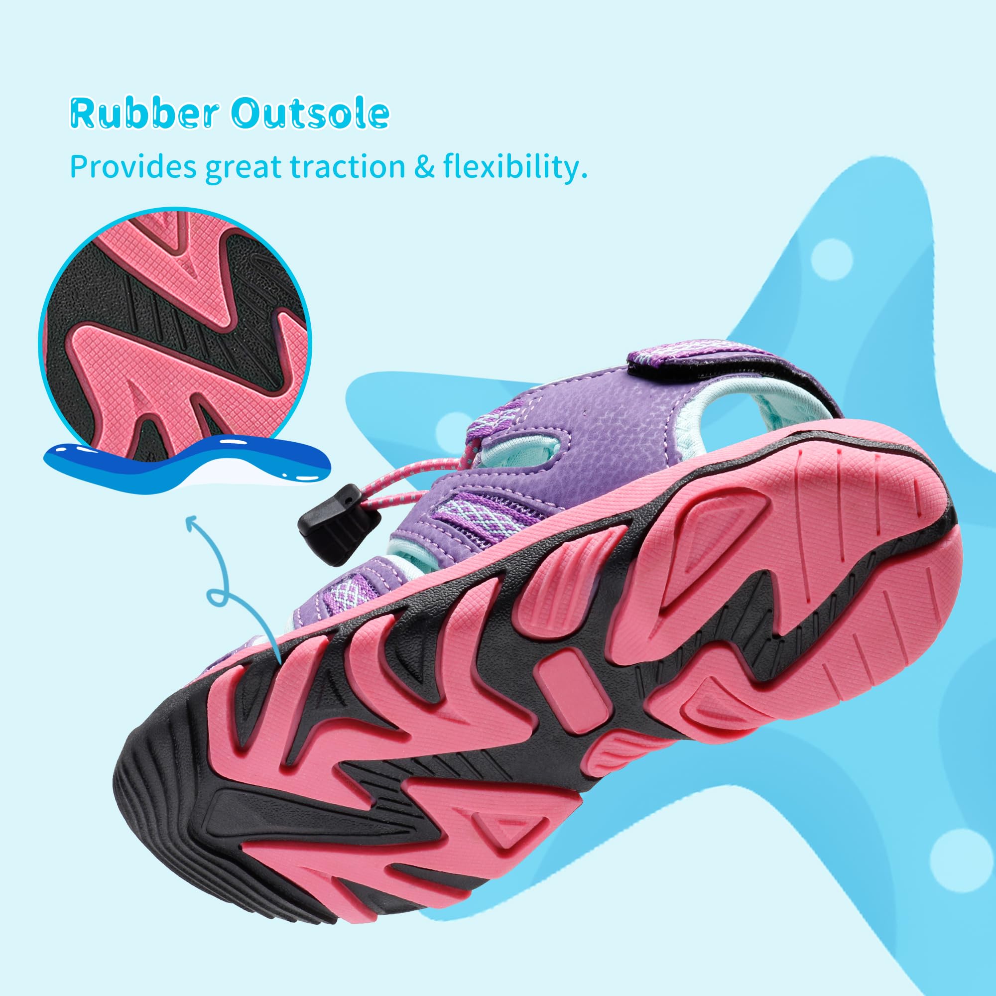 DREAM PAIRS Boys Girls Summer Outdoor Athletic Sport Sandals Walking Hiking Hook and Loop Adjustable Multicolor for Toddler/Little/Big Kids