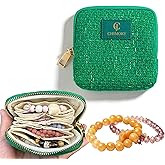 2026 New Travel Jewelry Case, Travel Jewelry Organizer for Rings, Bracelets, & Bangles with Smooth Metal Zipper, Elegant Jewelry Pouch for Journey, Crystal Jewelry Pouch, Valentines Day Gifts for Her
