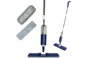 Cleanow Spray ‘n Shine Spray mop for Floor Cleaning - 2 x Wet & Dry Washable Microfiber Pads - 330 ml Refillable Bottle - Floor Mop with Spray Function for Wood Tiles Laminate Ceramic