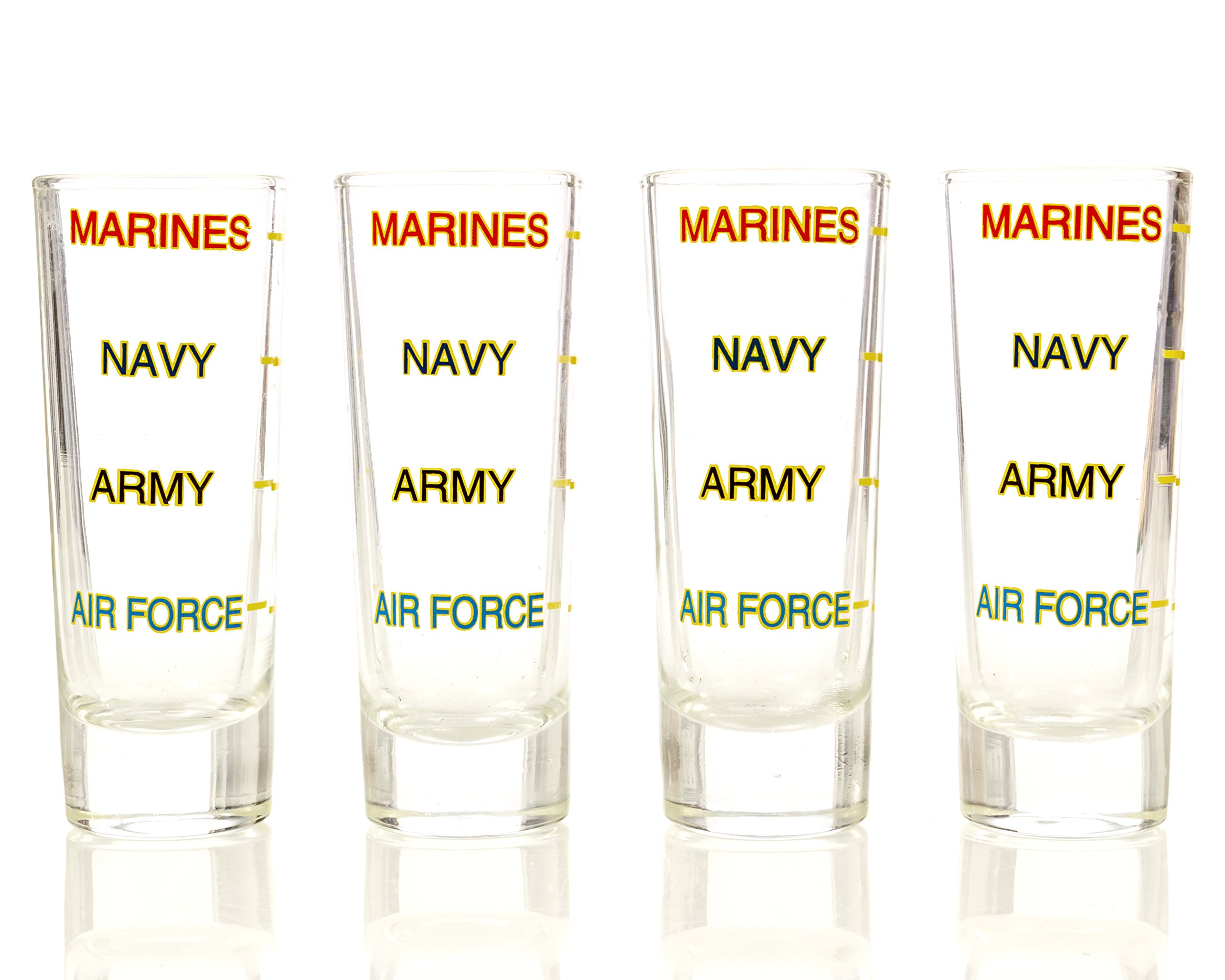 Marine Corps Shot Glass Levels, 4 Pack, Military, Veteran, Gift Set