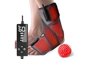 sticro Ankle Heating Pad for Achilles Tendonitis and Plantar Fasciitis Relief, Heated Ankle Brace Foot Heating Pad Wrap with Massage Ball for Sprained Ankle, Arthritis Foot Heel Pain Relief (Gray)