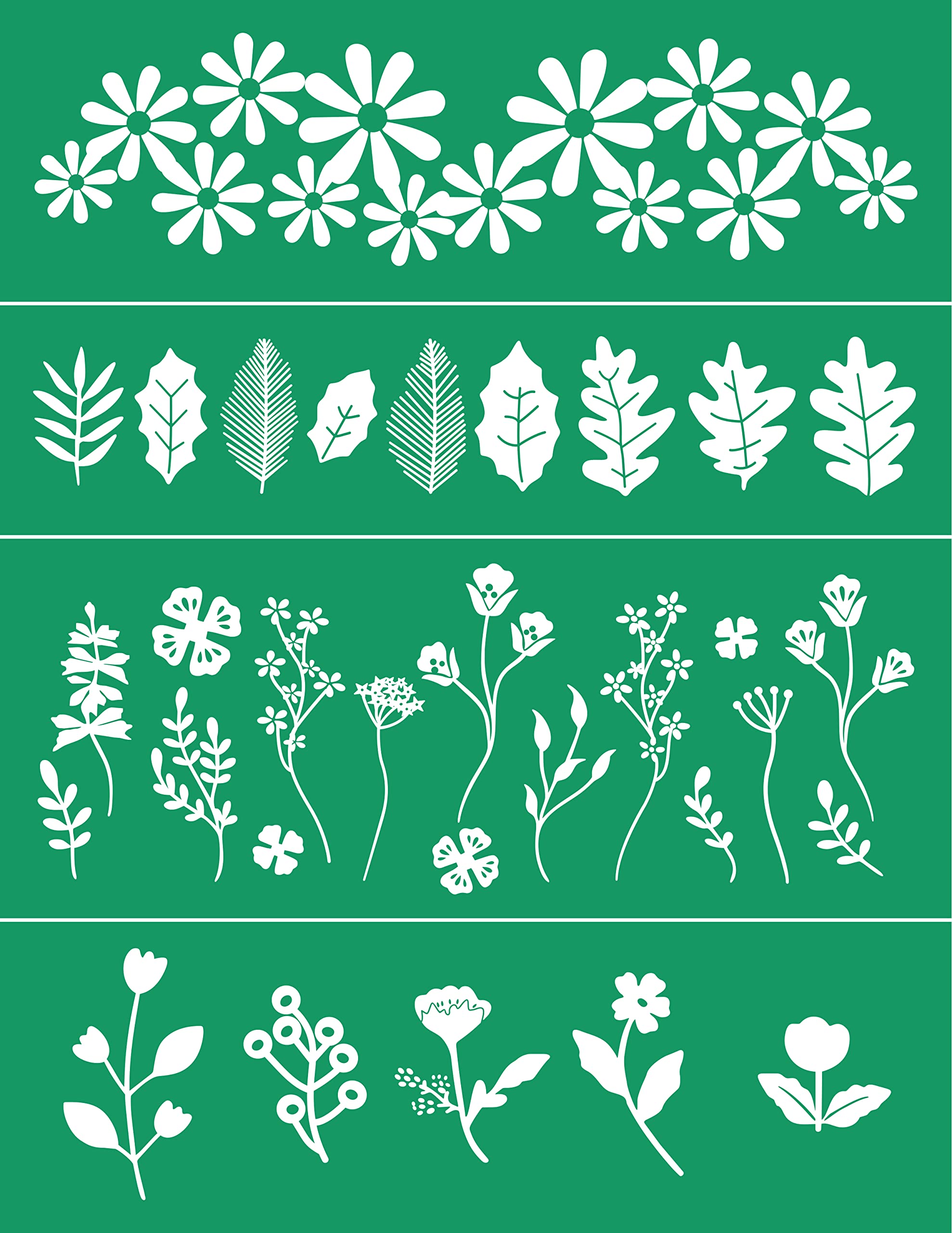 DGAGA Spring Flower Silk Screen Stencils Self Adhesive Leaf Screen Printing Stencil for Chalk Paste Reusable Chalk Mesh Transfers Stencils for Painting on Wood,Fabric,Garden Decor