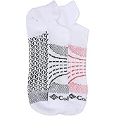 Columbia Men's Pull Tab Socks 2 Pair, White/Black/Red Pattern, Men's 6-12 Shoe